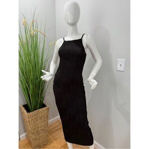 Black Spaghetti Strap Midi Dress - Small